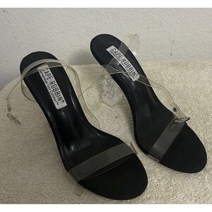 Cape Robbin Dimmy Women's Black Size 7M Open Toe Crystal Like Heeled Shoes